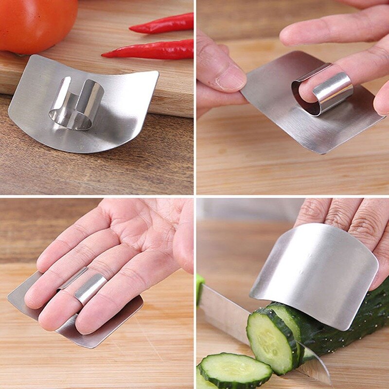 Aço inoxidável Finger Guard para corte de carne e legumes, Finger Protector, Cortador de segurança, Hand Guard Tools, Kitchen Gadget, ajustável