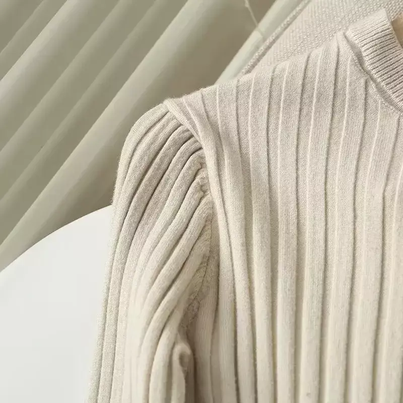 Donna autunno 2023 nuova moda Multi-colore sottile Casual lungo maglione lavorato a maglia retrò o-collo a maniche lunghe Pullover Chic Top.