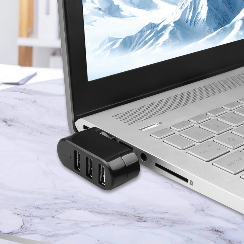 PzzPss USB 허브 2.0 어댑터 회전 고속 U 디스크 리더 분배기, 3 포트 USB 2.0, 컴퓨터 PC 노트북 맥 미니 액세서리
