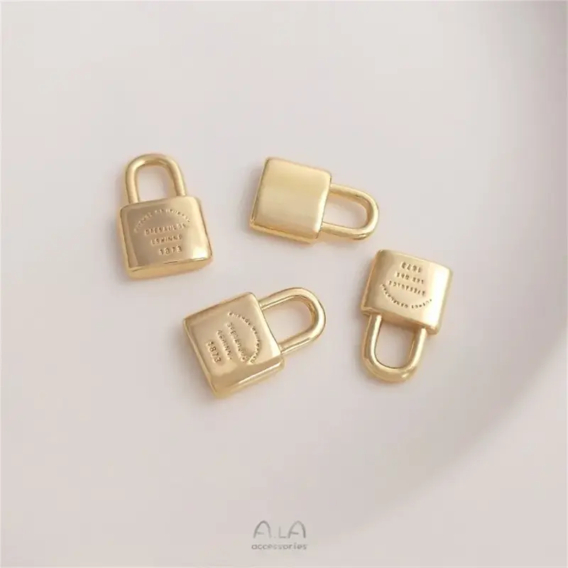 14K Gold Package Fashion Letter Lock Pendant Handmade DIY Chain Necklace Bracelet Pendant Initial Jewelry Pendant K182