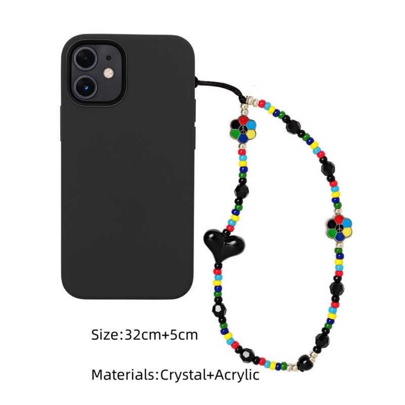 HERLOOK Palette Phone Charm Strap Y2K accessori perline colorate cuore cellulare catena telefono gioielli cordino Anti-perso