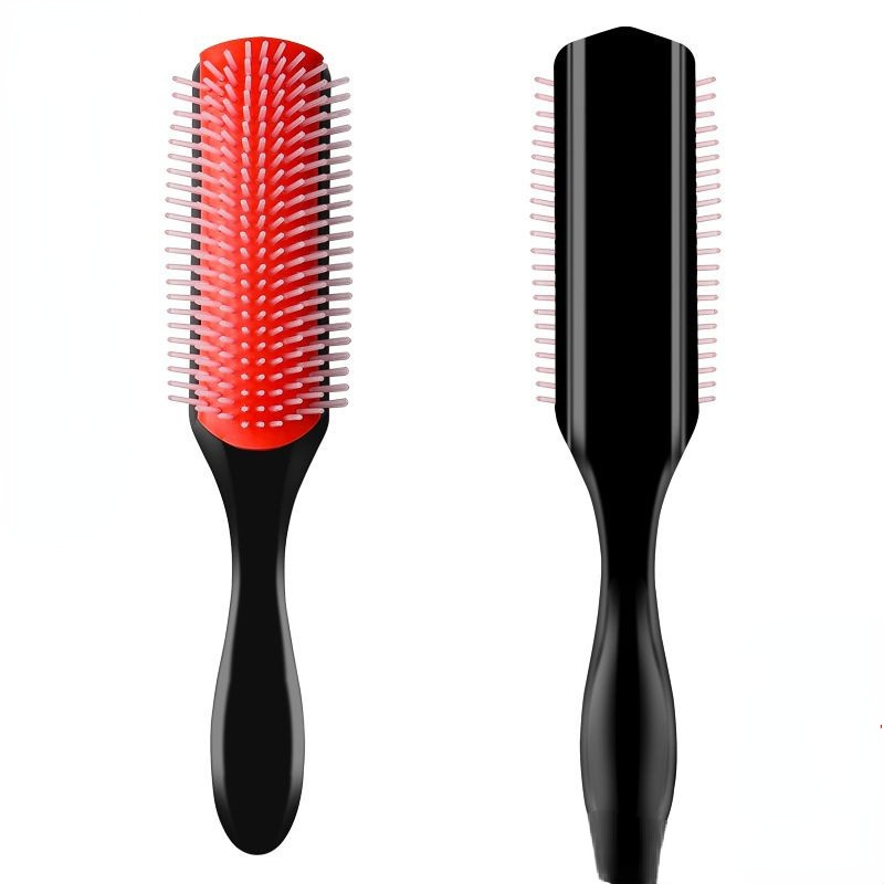 Denman-cepillo desenredante para el cabello, 9 filas, masajeador de cuero cabelludo, peine de pelo mojado y rizado recto