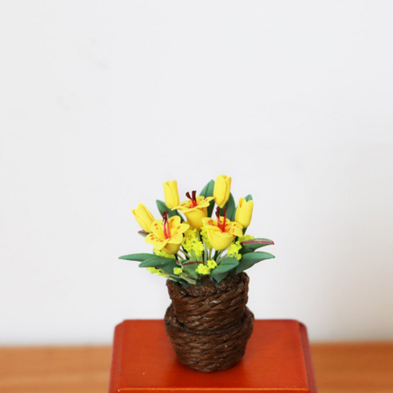 แจกันดอกไม้ของเล่นขนาดเล็กทนต่อการสึกหรอของเล่นในบ้านขนาดเล็กทำจากเรซิน