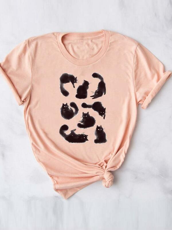 Pies ubrania dla zwierząt kobiety 90s słodki styl Trend kobieta lato T odzież drukuj koszulka graficzna moda z krótkim rękawem Casual t-shirty