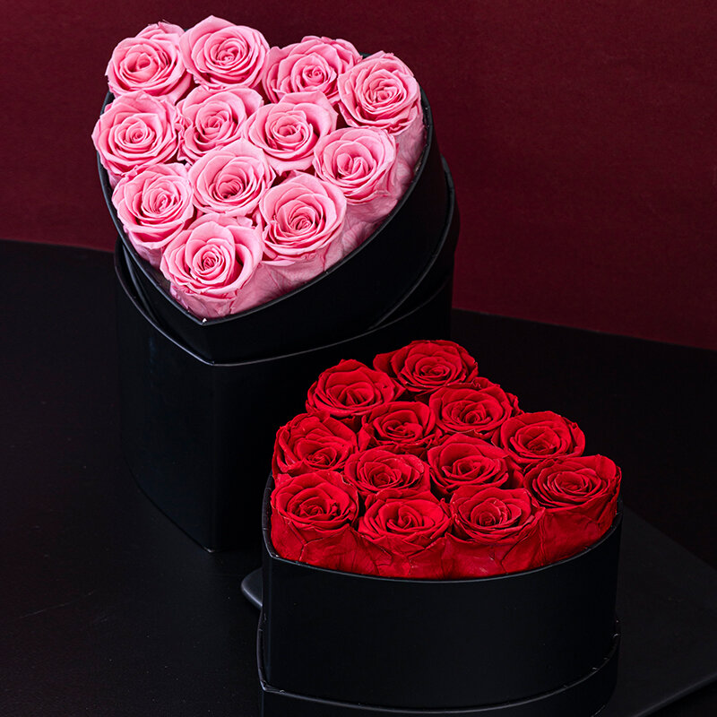 Вечная роза класса 12 подарочная коробка в форме сердца, День Святого Валентина, Рождество, подарок на день матери, подарок «сделай сам», семейная подарочная коробка