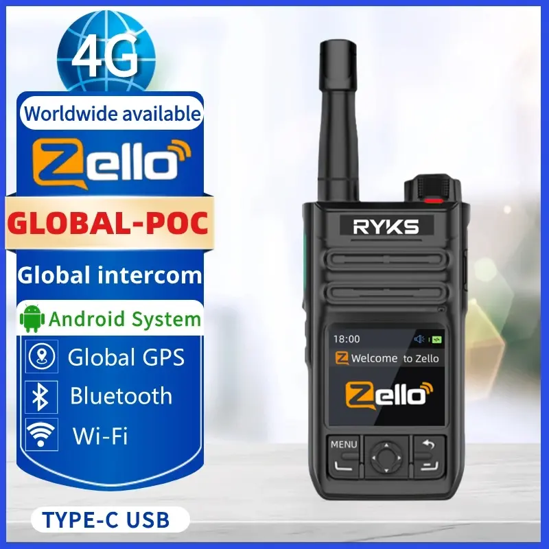PTT Zello 4g Sim Card WiFi Network Cell Phone Radio Long Range 100 Miles Professional Walkie Talkie