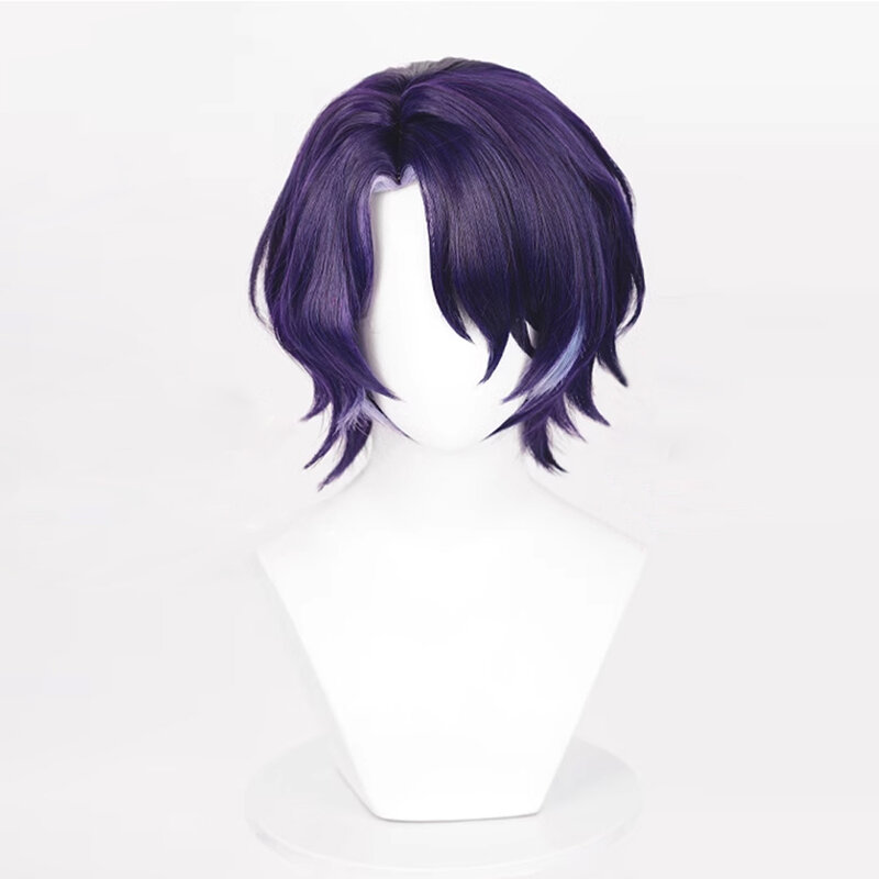 Парик для косплея Honkai со звездами, синтетический, с короткими прямыми волосами фиолетового цвета, средней длины, для реальных игр