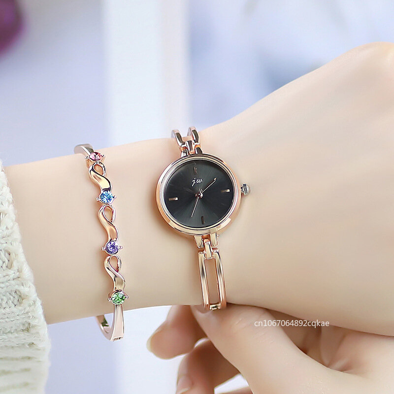 Montre-bracelet en alliage de luxe pour femme, montre-bracelet à quartz, robe élégante minimaliste, mode coréenne