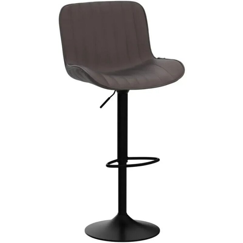 Bangku Bar Set 2, kursi putar kulit barbangku tinggi konter dapat disesuaikan, kursi tinggi lapis kain dengan belakang, kursi Bar