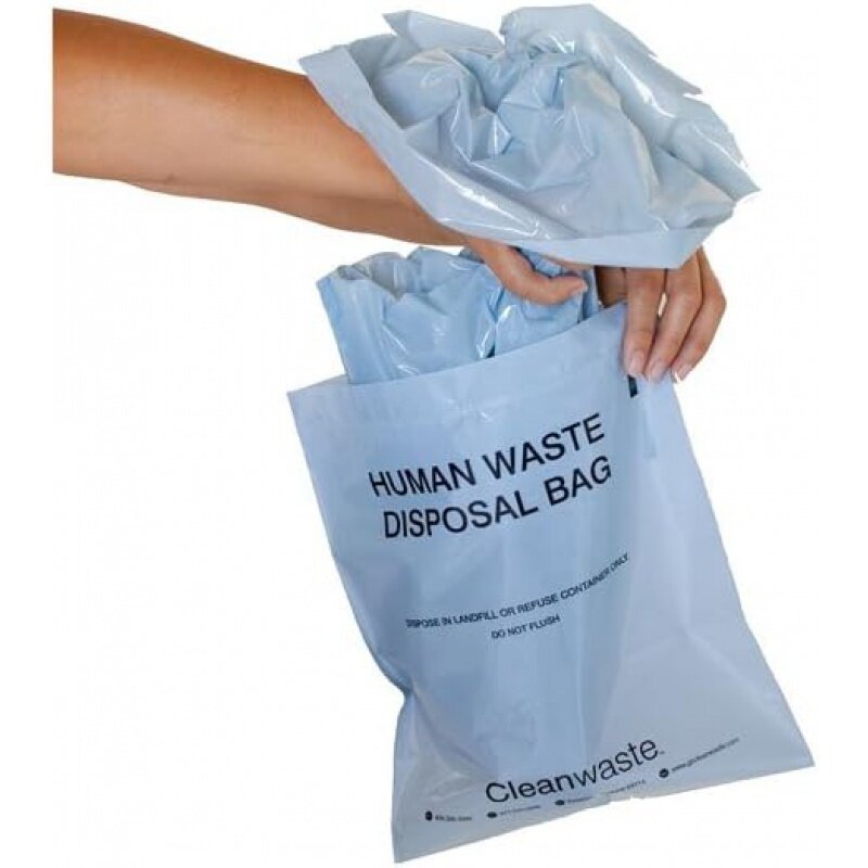 Cleanwaste 오리지널 WAG 가방, 어디에든 갈 수 있는 휴대용 변기 키트, 헤비 듀티 냄새 제어 가방, NASA 젤링 푸 포우 포함, 50 팩