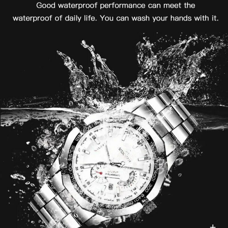 Reloj de pulsera de cuarzo para hombre, cronógrafo automático con luz nocturna, resistente al agua, a la moda