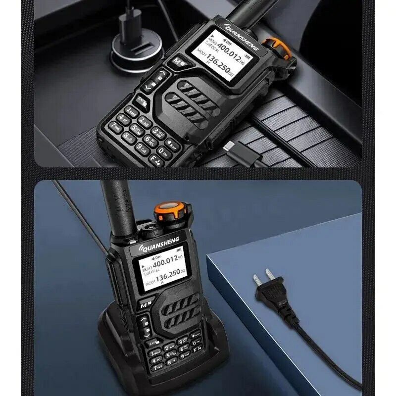 Quansheng-walkie Talkieエアデュアルバンドハイパワー、UV-K5、双方向ラジオ、高出力、1600mAh、ポータブル、200チャンネル、無料TPYE-Cケーブル、5W