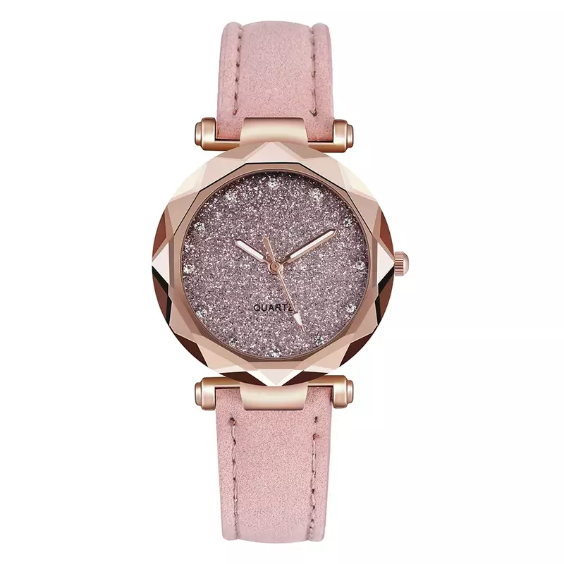 Reloj de pulsera de cuarzo negro Vintage para mujer, diamantes de imitación, estrellas, cielo, plata, rosa, moda de ocio, cinturón esmerilado