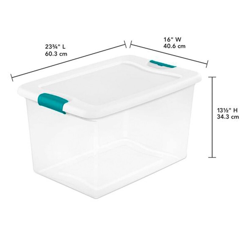 12-Pack Sterilite 64 Qt Latching Storage Box Stackable Bin with Latch Lid Plastic Container To Organize Clothes in Closet