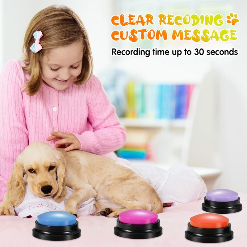 Dog Buttons for Communication Training 30s Recordable Dog Buzzers Dog Talking Button Voice Recording Pet Button