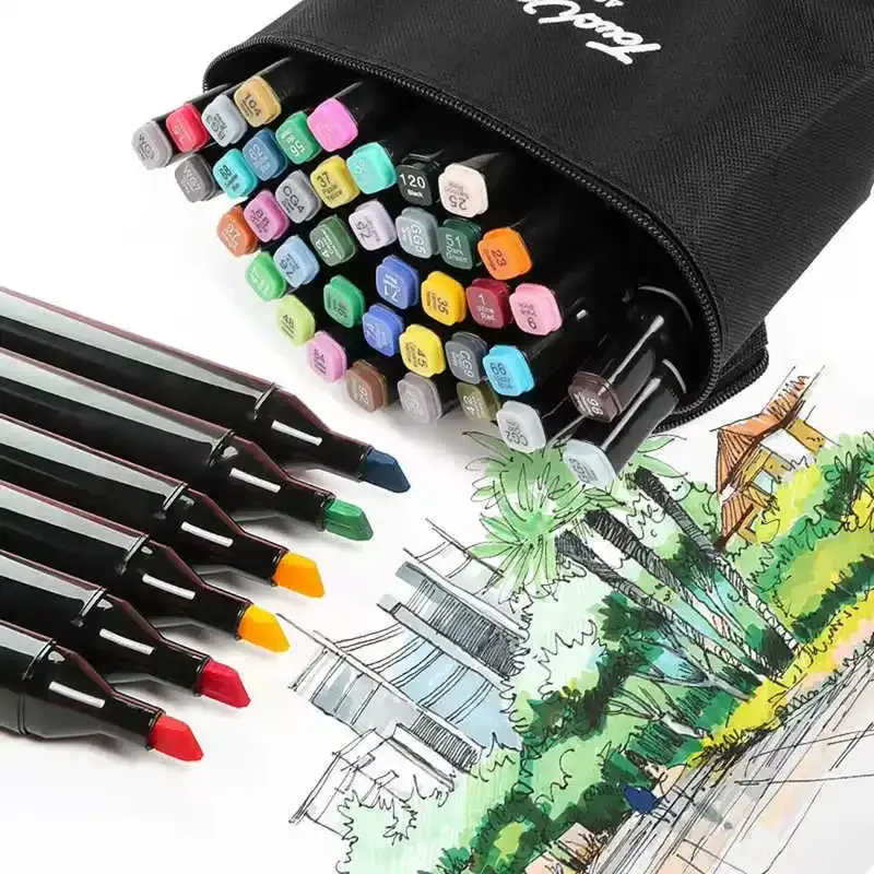 قلم رسم على شكل لباد الكحول ، أقلام رسم مانغا ، فرشاة مزدوجة ، لوازم مدرسية ، مجموعة رسم ، ألوان ، ألوان من من من من صنع صنع الكحول