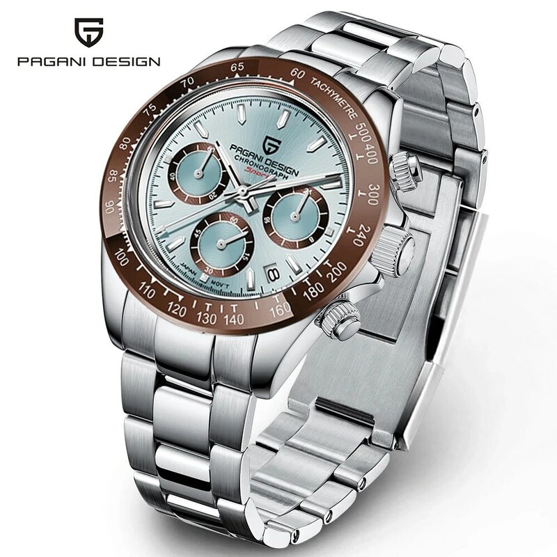 PAGANI Design Relógio de quartzo esportivo masculino, aço inoxidável, cronógrafo impermeável, safira, luxo, marca superior, novo, 2023