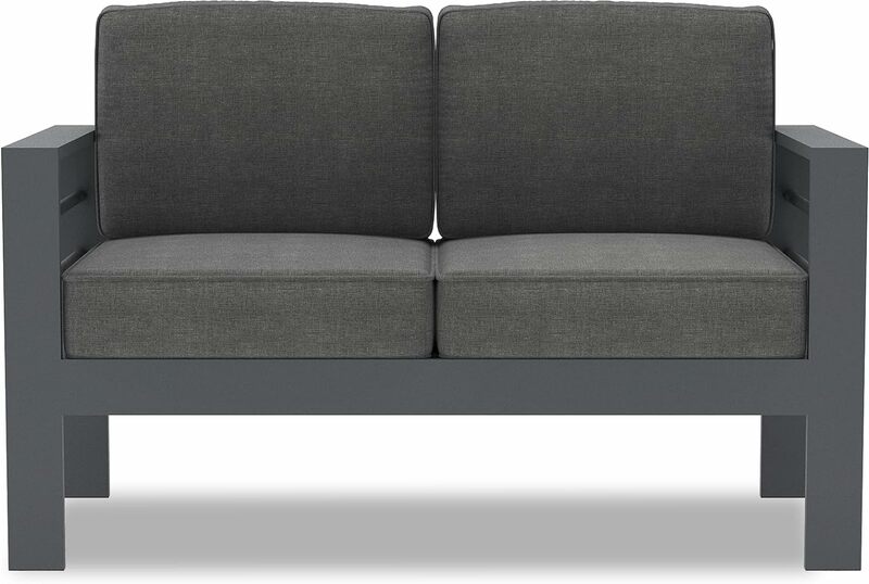 Pátio exterior de alumínio Loveseat, cadeira do sofá de 2 lugares com coxins