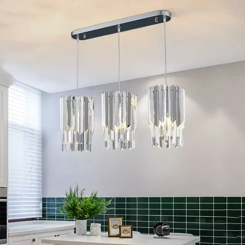 Modern Luxury Crystal Pendant Light, Lustres de Ouro Cromado para Jantar Cozinha Island Living Room, Lâmpada de suspensão para Home Decor
