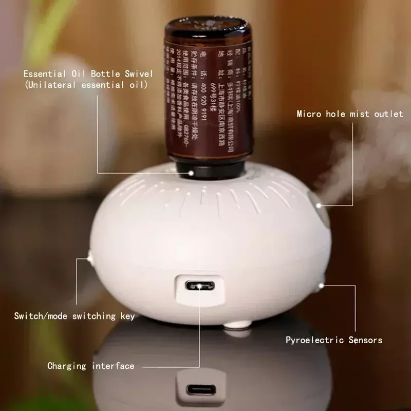 Mesin aromaterapi portabel, penyebar minyak Tunggal lucu, induksi otomatis aromaterapi portabel Difusor Mini USB untuk kamar tidur kantor
