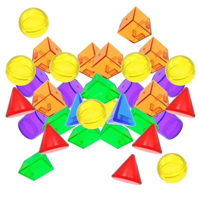 100x pengukuran penyortiran geometris padat 3D bentuk geometris blok Montessori untuk permainan hadiah aktivitas perjalanan ruang bermain