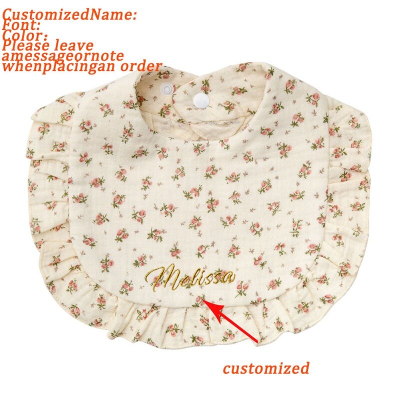 Cotton Baby Bib Personalized Saliva Towel Embroidery Name Boys Girls Soft Saliva Towel Feeding Baby Shower Gift