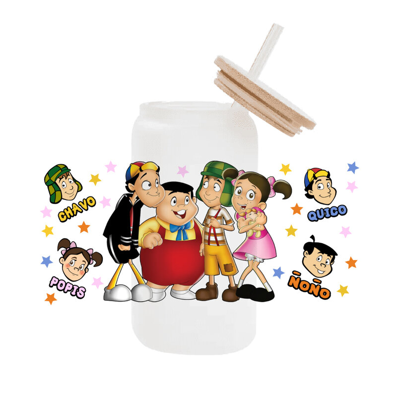 Mexico cartoon el chavo For Libbey 16oz Can Glass 3D Waterproof UV DTF Coffee Can Wrap Libbey Glass Wrap