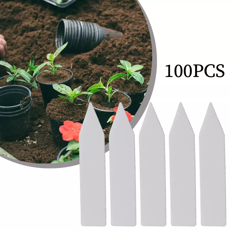 100 Stuks Plantenlabel Wit Waterdicht, Plastic Tuinlabels Tuinieren Plantenbenodigdheden Potten En Plantenbakken Accessoires