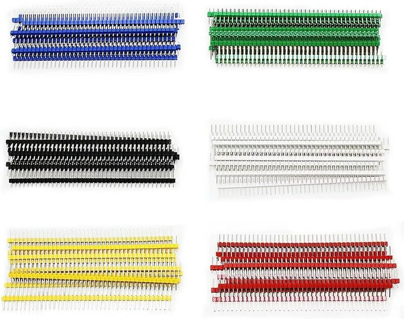Pin de línea de Color 2,54, paso 1x40P, una sola fila de pines rectos, verde/Blanco/rojo/azul/amarillo/negro