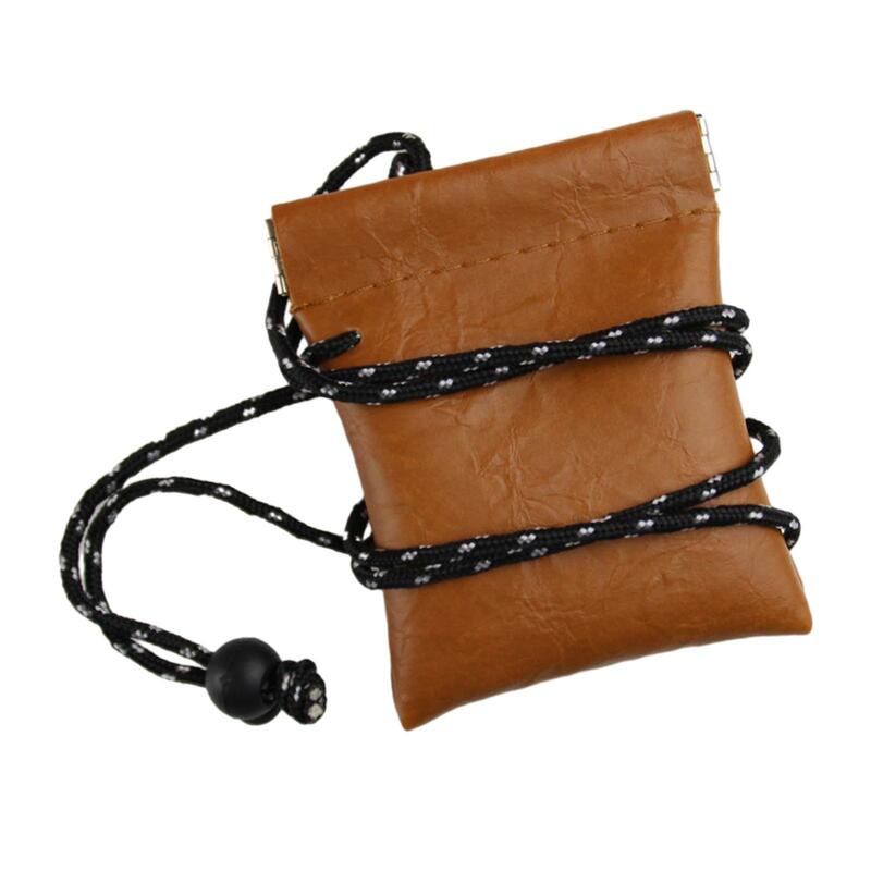 5xHanging Neck Pouch Key Bag Small Wallet Storage Bag for Men Women Earbud Bag Brown