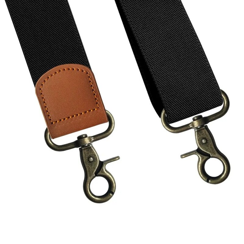 Bretelles vintage de 3.5cm de large X-Black pour adultes, 4 clips à crochet en bronze, bretelles de surintendant, ceinture réglable, bretelles de fête de mariage