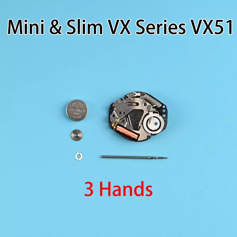 日本の本物のミニとスリムシリーズの動き、Vx51移動、3つの手、vx51eクォーツムーブメント、サイズ6 "、3x8"