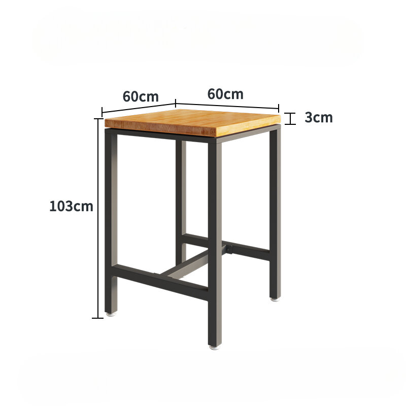 Table de bar rétro carrée en bois, table à manger simple et haute, meubles de maison sur pied en métal, ZT50BT
