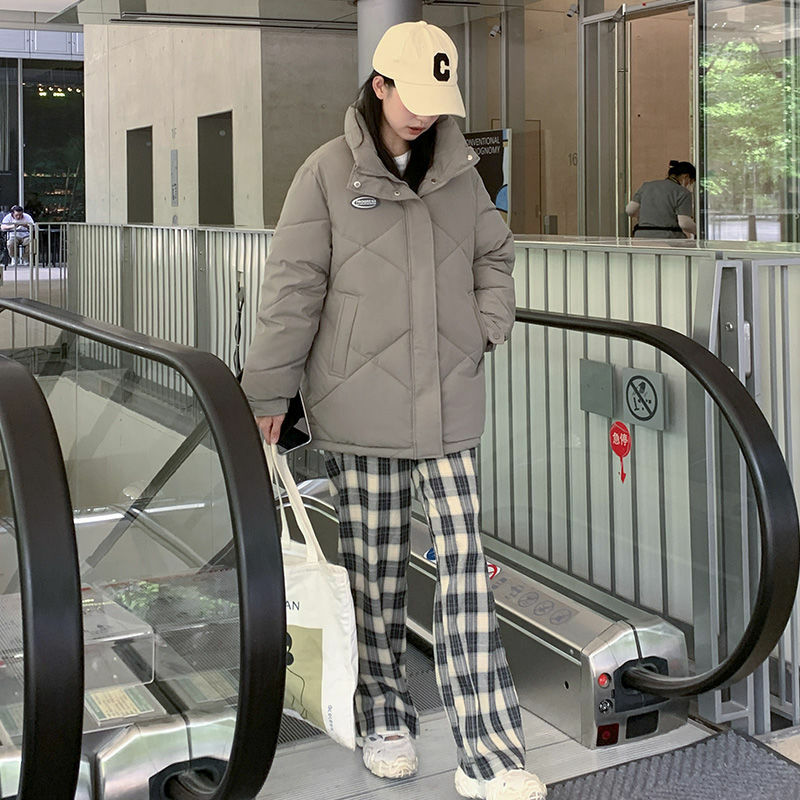 Straight Parkas Sweet Girls Winter Coats Streetwear Loose Stand Collar All-match Warm Thicken Korean Style Fashion Clothes Daily