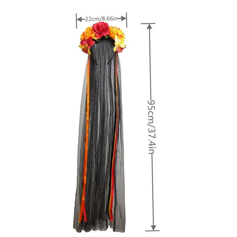 Женская повязка на голову, Готическая повязка на голову с цветами, спайдервеб-вуалью