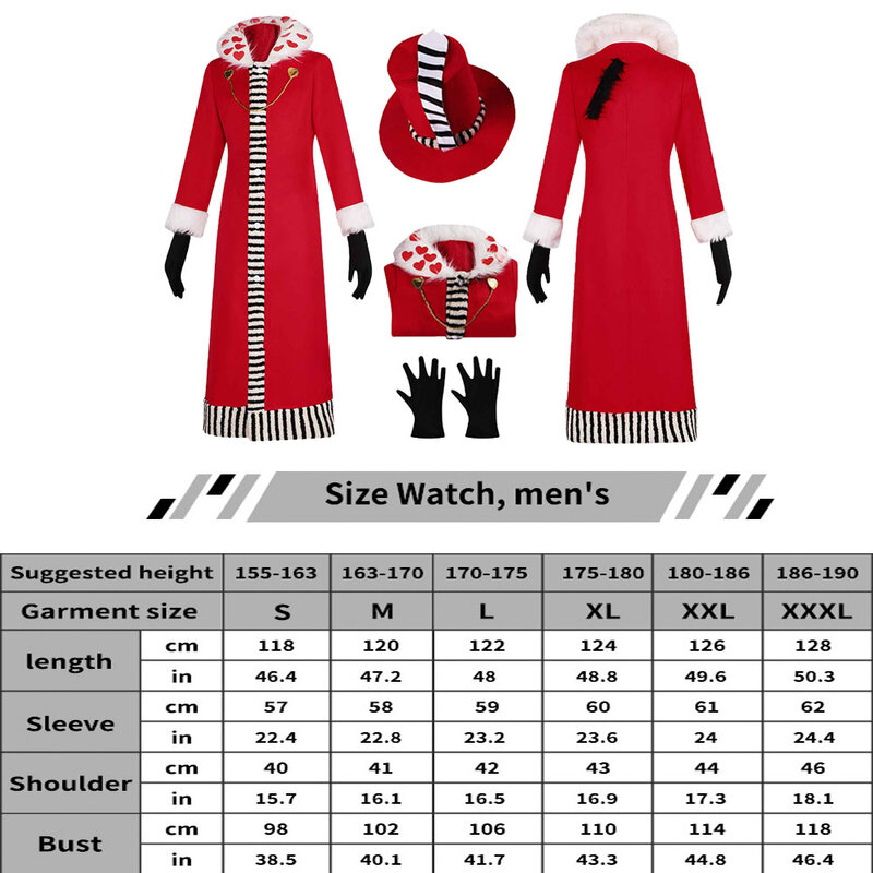 Fantasie Jacke Kleidung Mütze Outfits Erwachsenen Valentino Cosplay roten Mantel Hut Handschuhe Kostüm Anime Hotel Halloween Karneval Party Anzug