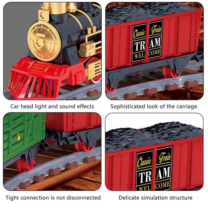 スモークライトとサウンドを備えた電気列車のおもちゃ、3、4、5、6、7、8歳の男の子と女の子のためのスキルの開発