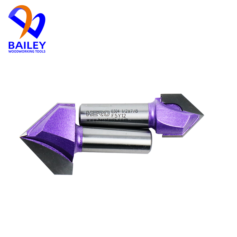 Bailey 1Pc 90 ° V Groeven Bit 1/2 Houtbewerking Frees Voor Hout 6.35Mm Schacht