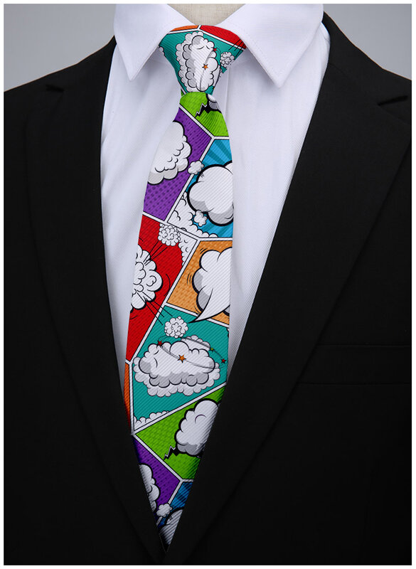 Галстук с мультяшным принтом для мужчин, новый модный галстук для лучшего человека, повседневный мужской галстук шириной 8 см, галстук для свадебных аксессуаров