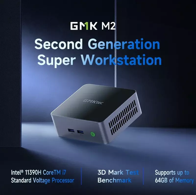 GMKtec-Mini Pc para Gamer M2, ordenador de sobremesa con i7-11390H, Windows 11 Pro, WiFi 6, BT5.2, Dual DDR4, 3200mhz, NVME, SSD