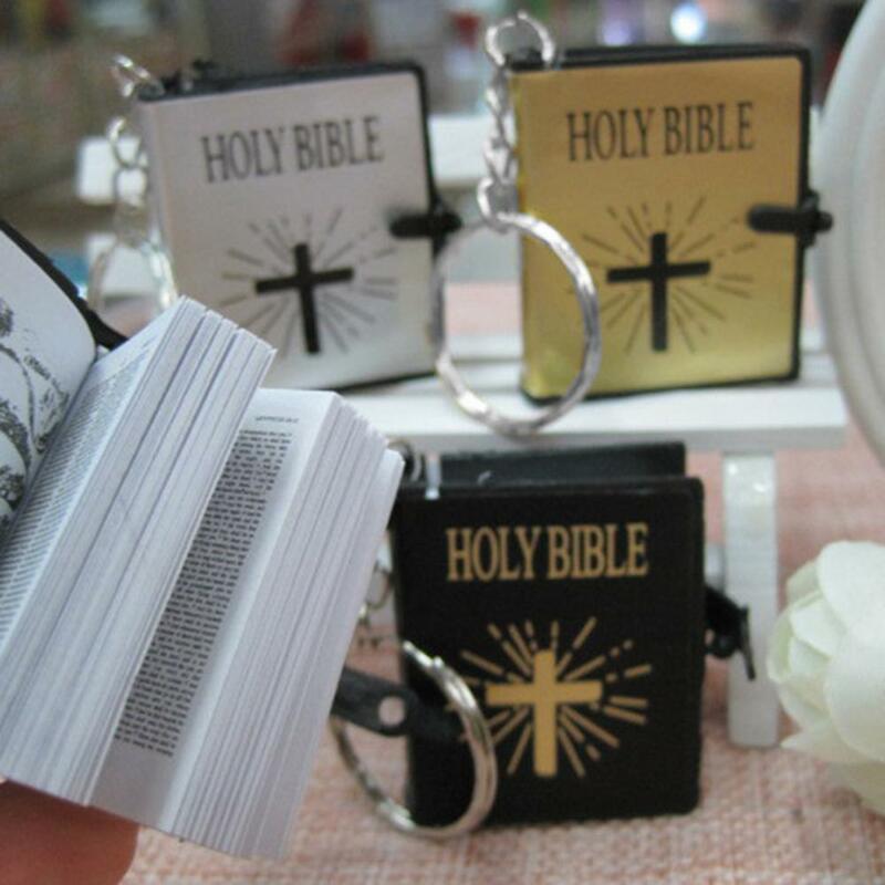 Mini Bíblia Sagrada Cruz Pingente Chaveiro, Chaveiro Religioso Cristão, Decoração Presentes