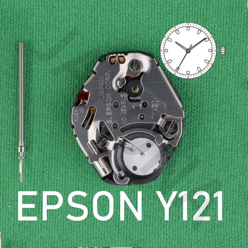 Movimiento Y121 epson Y121F1, reloj de cuarzo con vástago de reloj, accesorios de reloj S.EPSON CORP sin joyas, tipo S, 3 manos
