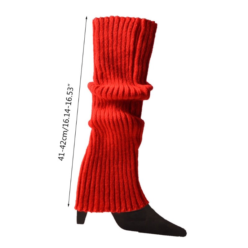 634C Scaldamuscoli per donne e ragazze anni '80, calzini lunghi lavorati a maglia a coste polsini per stivali