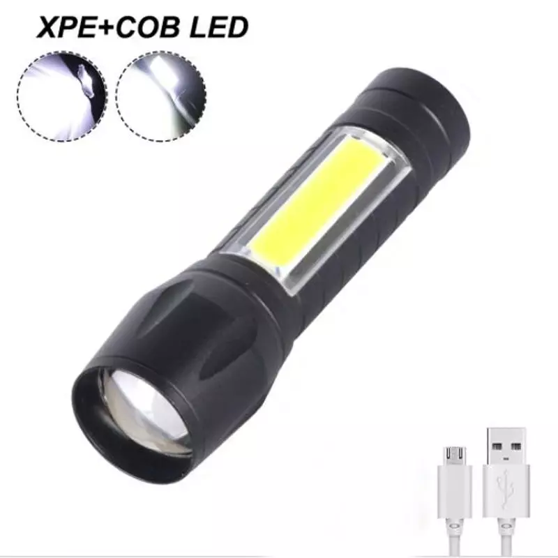 Zoomable USB Recarregável Zoom Lanterna LED, XPE COB Lanterna, Lanterna Portátil, Camping e Caça, Tocha de Trabalho, 530, 3 Modos