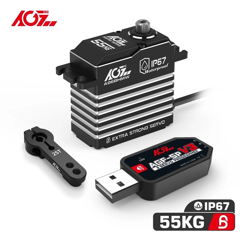 AGFRC A86BHMW A81BHMW 55KG 45KG impermeabile HV programmabile Brushless sterzo RC Servo per 1/8 1/10 RC auto barca Crawler modelli