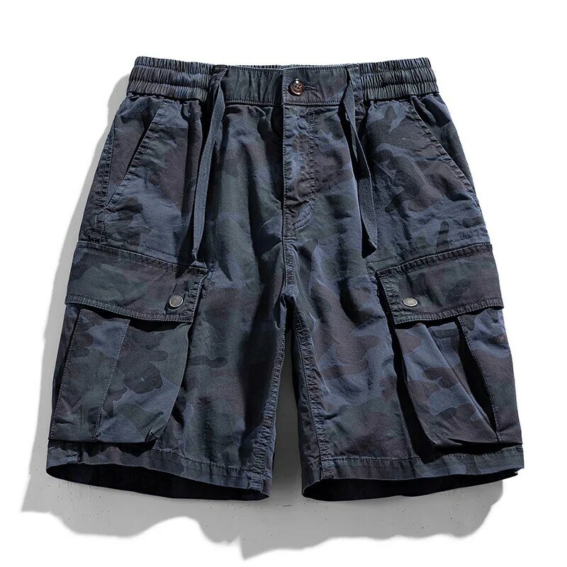 Solomon-Short cargo en coton pour homme, pantalon de jogging décontracté, multi-poches, plage, printemps, été, livraison directe