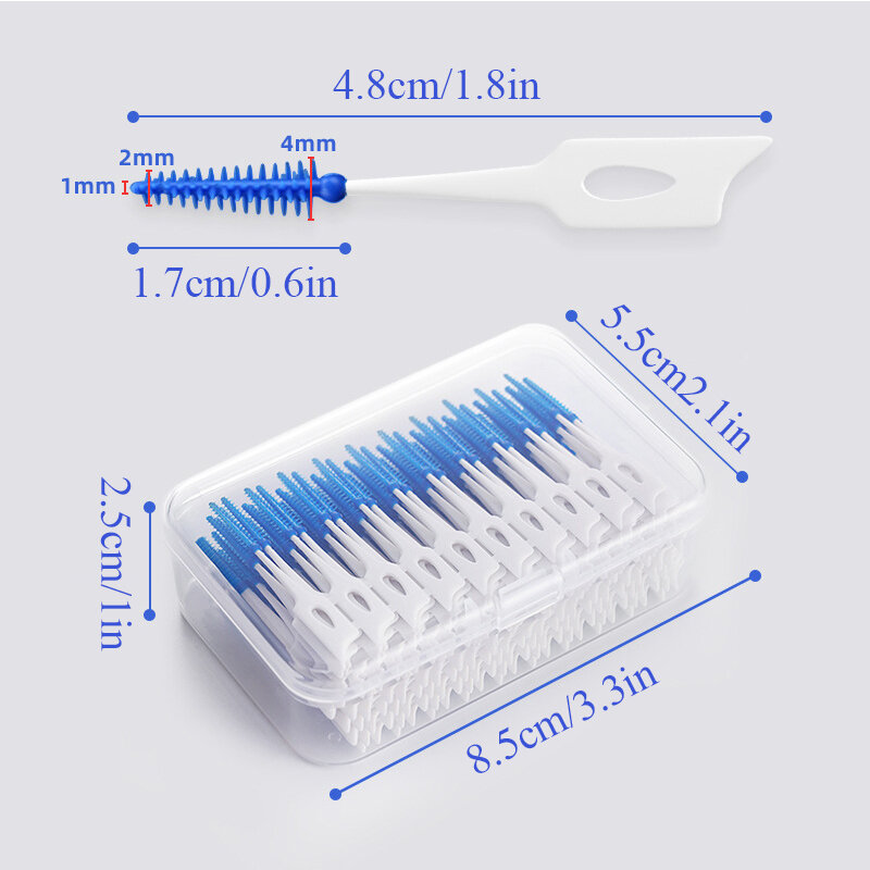 Interdental Silicone Brushes 200 Units Dental Toothpicks Brush Between Teeth   With Thread Oral Cleaning Tools