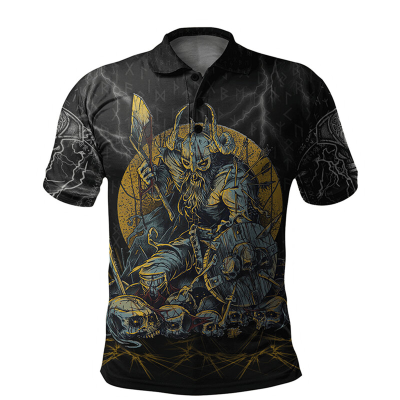 The Wolf Graphic 3D Printed Men's Polo Shirt For Men Summer Tops Short Sleeve Fashion Casual Oversized T-Shirt Person Outdoor