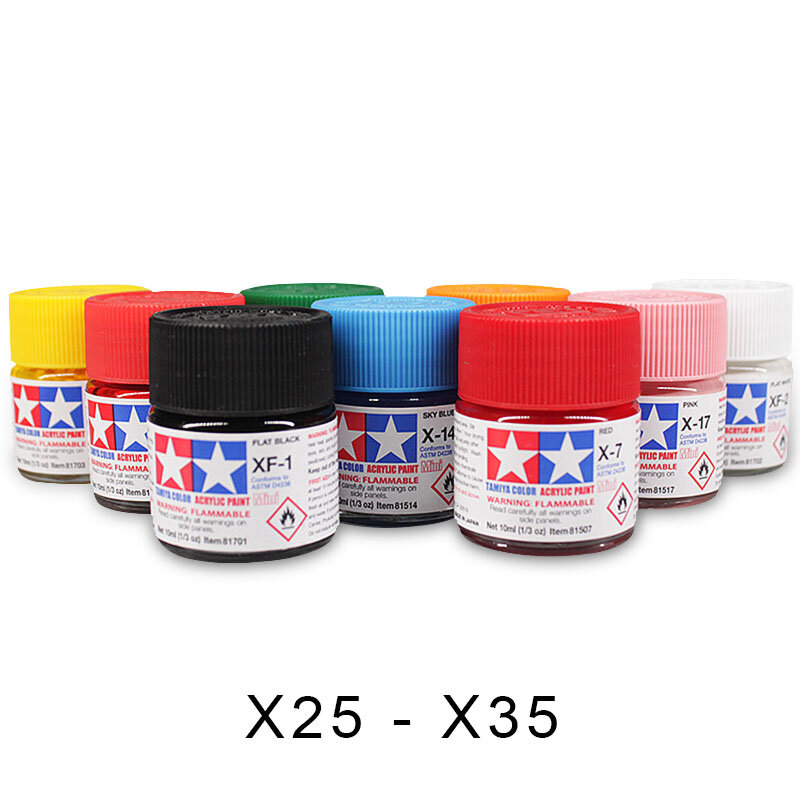 タミヤX25-X35-モデルペイント,アクリル絵の具光沢シリーズ,11 ml