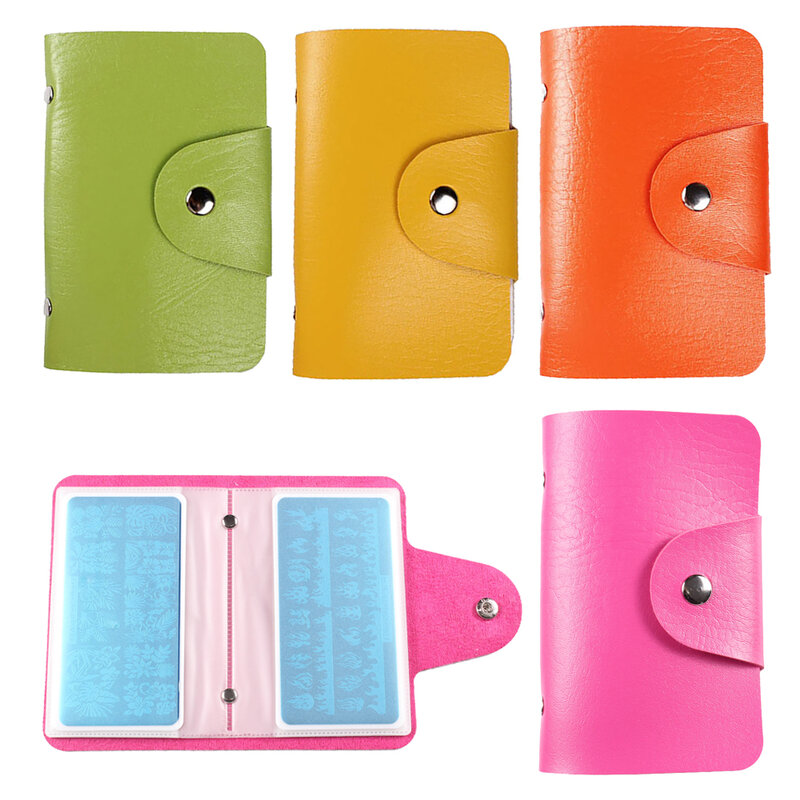 20slot verde/rosa/viola/rosso rettangolare Nail Art Stamping Plate Case Holder Stamp Template conciso Organizer Album Storage Bag